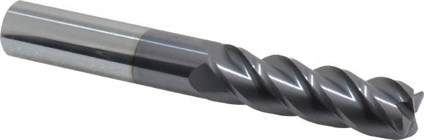 Corner Radius End Mill: 5/8" Dia, 2-1/8" LOC, 0.06" Radius, 4 Flutes, Solid Carbide