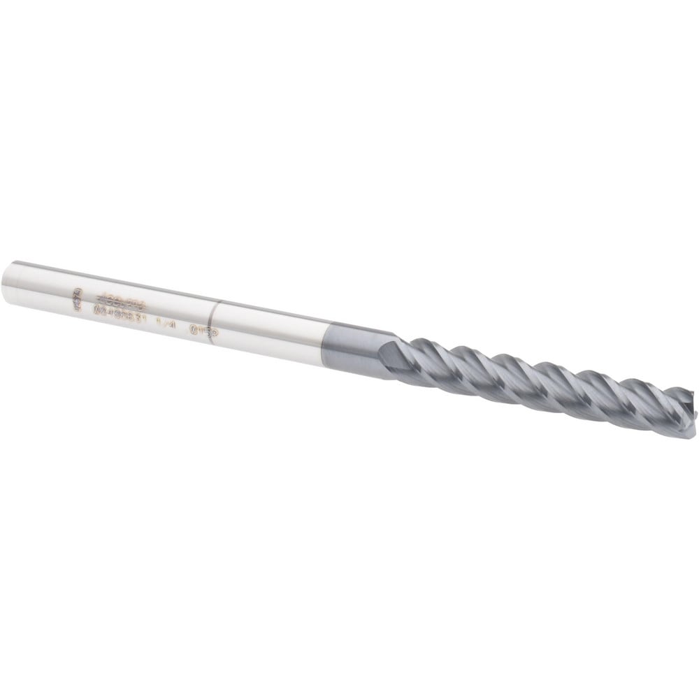 Accupro 12183243 Corner Radius End Mill: 1/4" Dia, 1-1/2" LOC, 0.015" Radius, 4 Flutes, Solid Carbide 