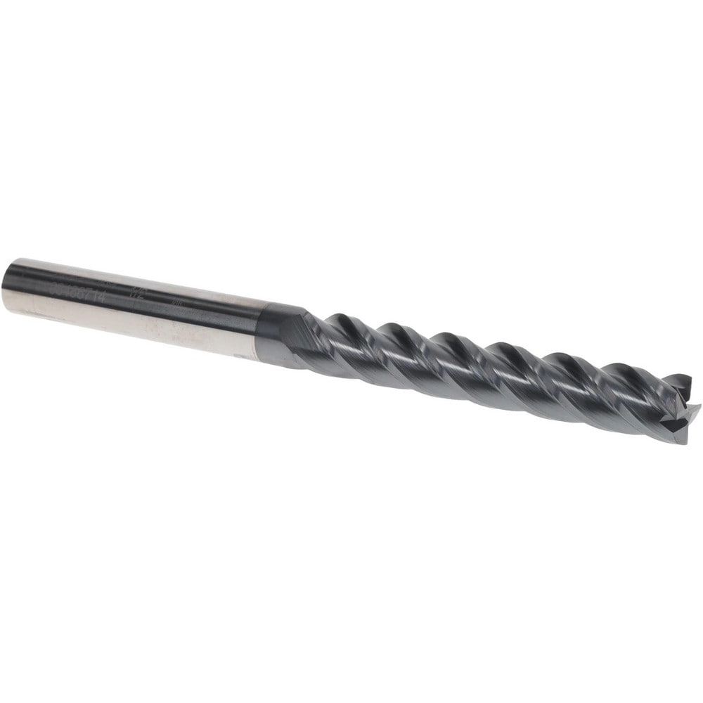 Corner Radius End Mill: 1/2" Dia, 3" LOC, 0.01" Radius, 4 Flutes, Solid Carbide