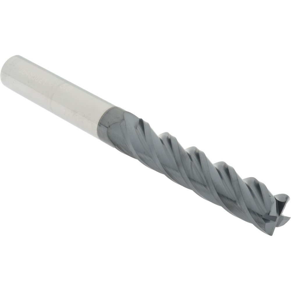 Corner Radius End Mill: 5/8" Dia, 3" LOC, 0.02" Radius, 4 Flutes, Solid Carbide