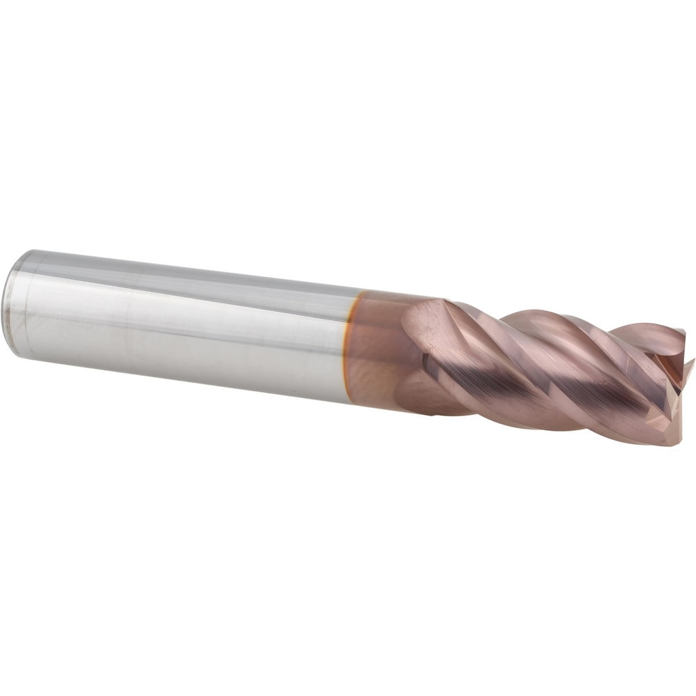 Corner Radius End Mill: 1" Dia, 2" LOC, 0.0100" Radius, 4 Flute, Solid Carbide