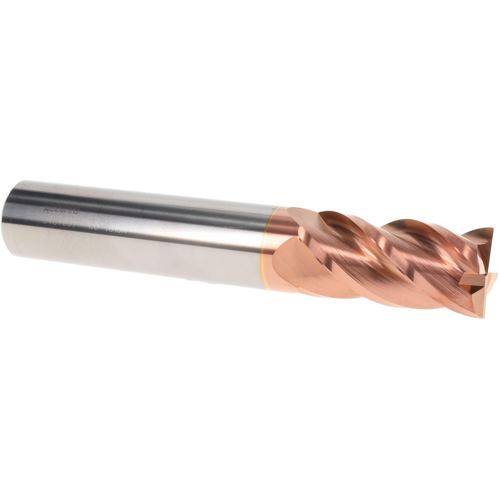 Corner Radius End Mill: 1" Dia, 2" LOC, 0.015" Radius, 4 Flutes, Solid Carbide