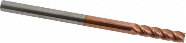 Accupro 12183480 Corner Radius End Mill: 1/4" Dia, 1" LOC, 0.01" Radius, 4 Flutes, Solid Carbide 