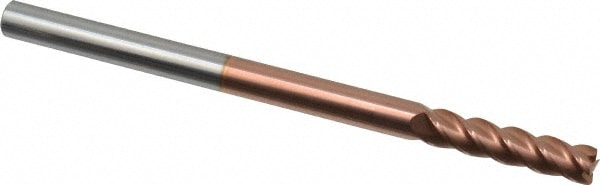 Accupro 12183481 Corner Radius End Mill: 1/4" Dia, 1" LOC, 0.015" Radius, 4 Flutes, Solid Carbide 