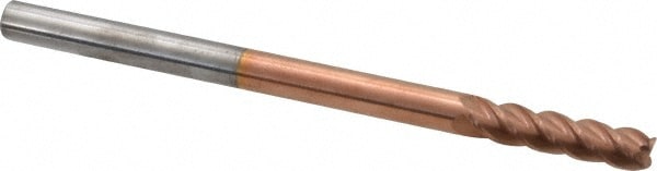 Accupro 12183483 Corner Radius End Mill: 1/4" Dia, 1" LOC, 0.03" Radius, 4 Flutes, Solid Carbide 