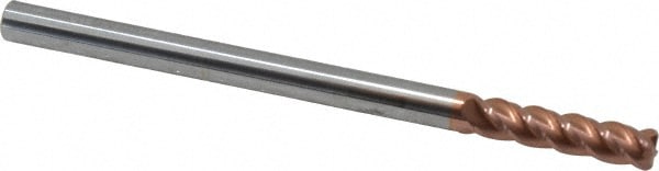 Accupro 12183484 Corner Radius End Mill: 1/4" Dia, 1" LOC, 0.045" Radius, 4 Flutes, Solid Carbide 