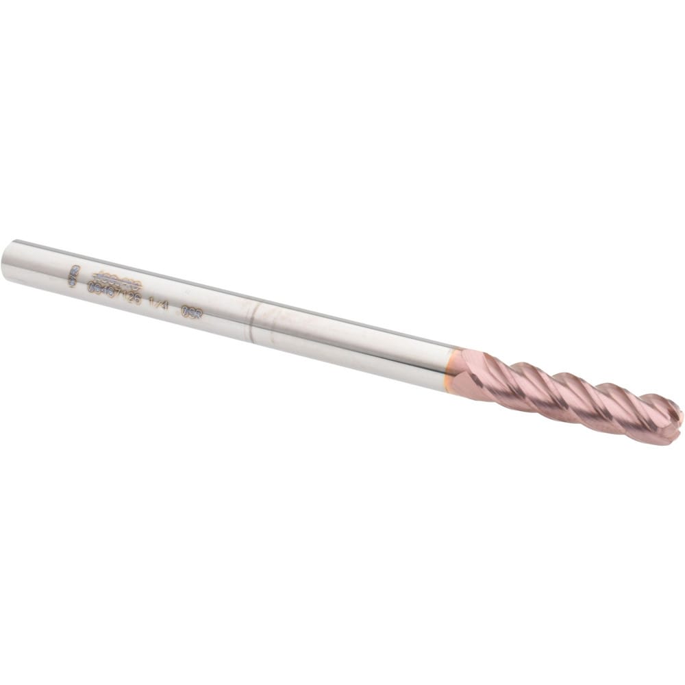 Accupro 12183486 Corner Radius End Mill: 1/4" Dia, 1" LOC, 0.09" Radius, 4 Flutes, Solid Carbide 