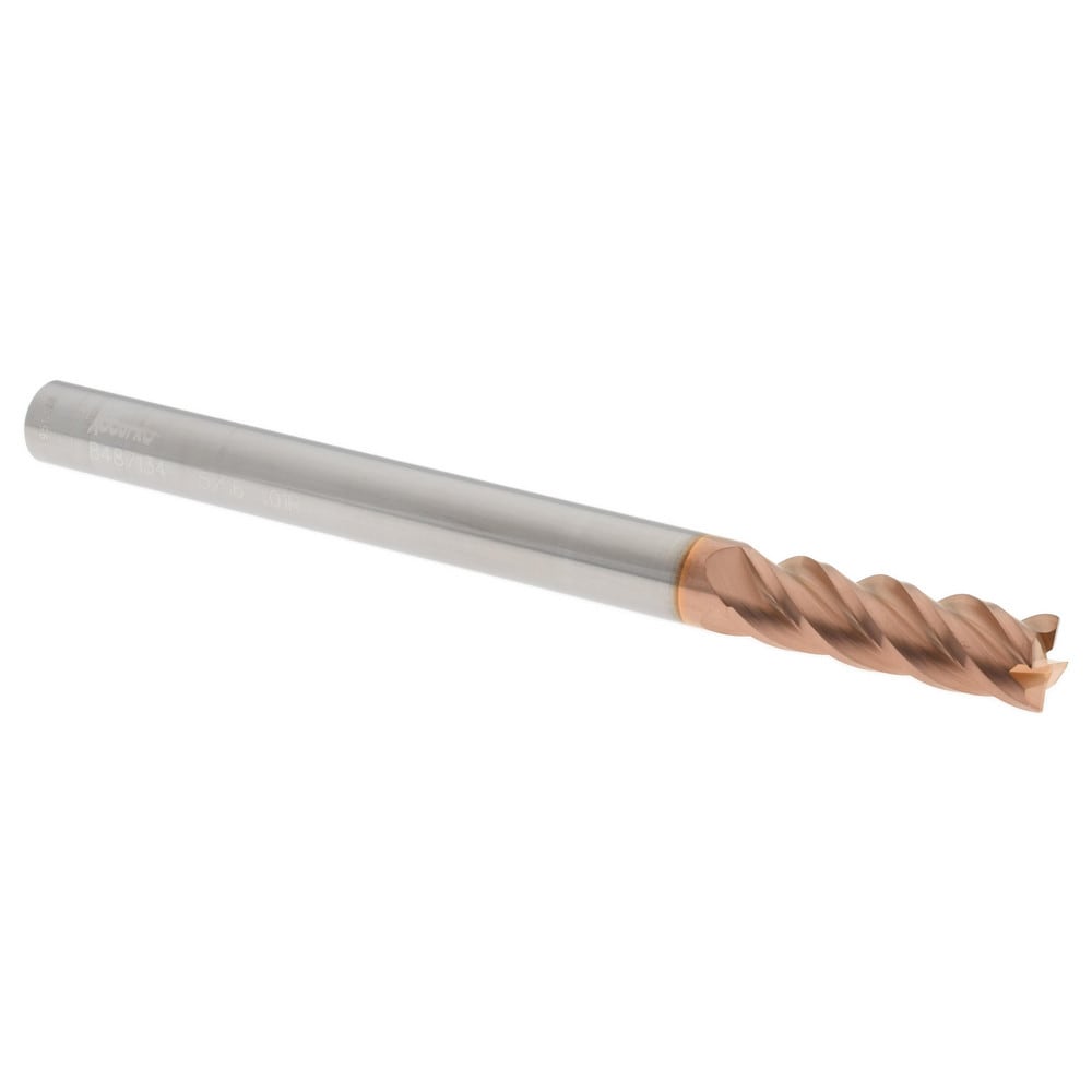 Corner Radius End Mill: 5/16" Dia, 1" LOC, 0.01" Radius, 4 Flutes, Solid Carbide
