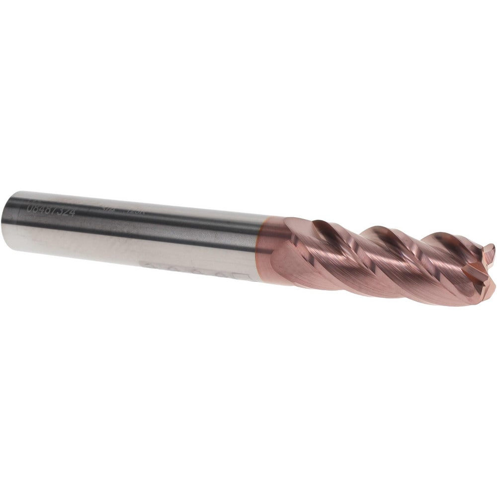Corner Radius End Mill: 3/4" Dia, 2" LOC, 1/8" Radius, 4 Flutes, Solid Carbide