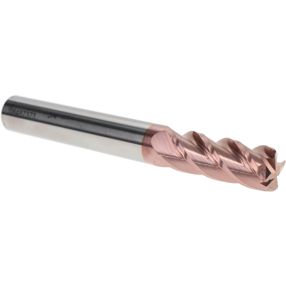 Corner Radius End Mill: 3/4" Dia, 2" LOC, 0.06" Radius, 4 Flutes, Solid Carbide