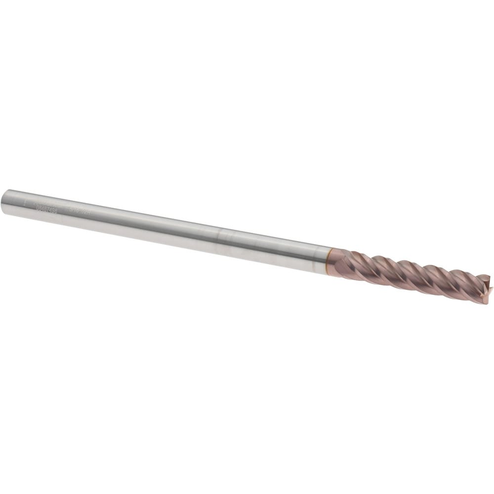 Corner Radius End Mill: 5/16" Dia, 1-1/2" LOC, 0.0200" Radius, 4 Flute, Solid Carbide