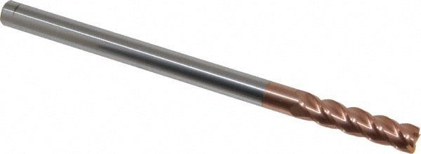 Accupro 12183701 Corner Radius End Mill: 3/8" Dia, 1-1/2" LOC, 0.03" Radius, 4 Flutes, Solid Carbide 