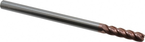 Accupro 12183704 Corner Radius End Mill: 3/8" Dia, 1-1/2" LOC, 0.09" Radius, 4 Flutes, Solid Carbide 