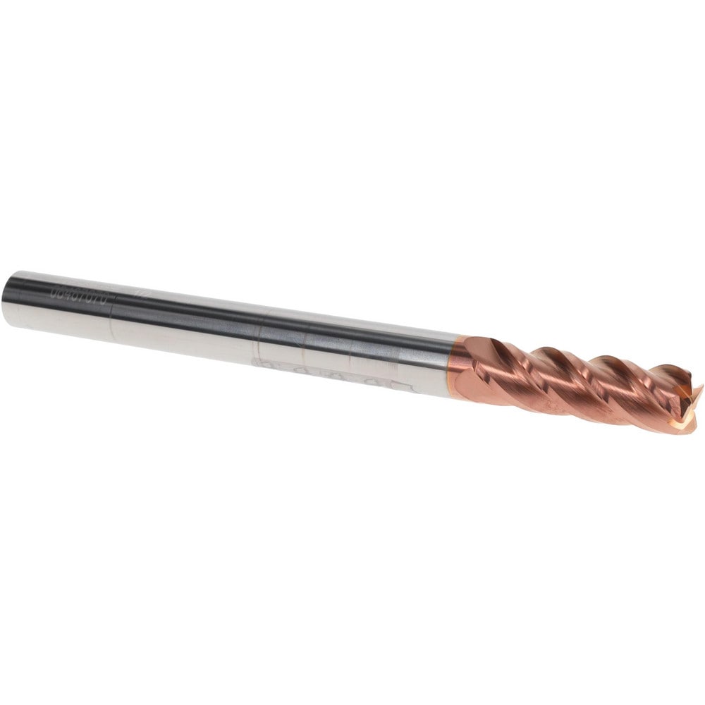 Corner Radius End Mill: 1/2" Dia, 1-1/2" LOC, 0.045" Radius, 4 Flutes, Solid Carbide