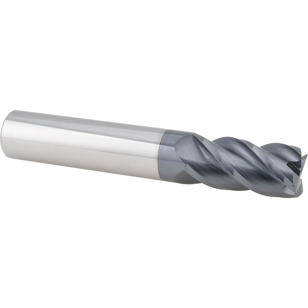 Corner Radius End Mill: 1" Dia, 2" LOC, 0.0100" Radius, 4 Flute, Solid Carbide