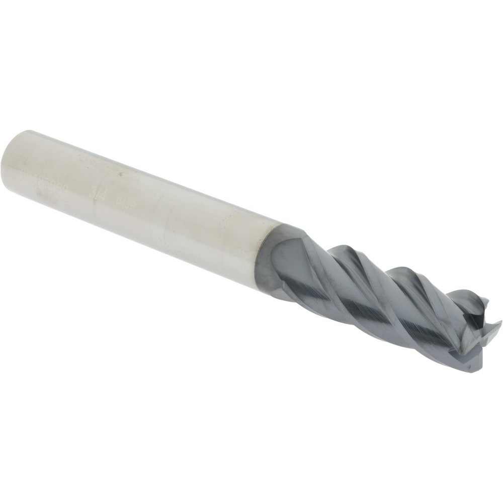 Corner Radius End Mill: 3/4" Dia, 2" LOC, 0.045" Radius, 4 Flutes, Solid Carbide