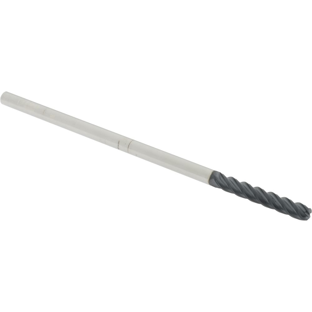 Corner Radius End Mill: 1/4" Dia, 1-1/2" LOC, 0.09" Radius, 4 Flutes, Solid Carbide