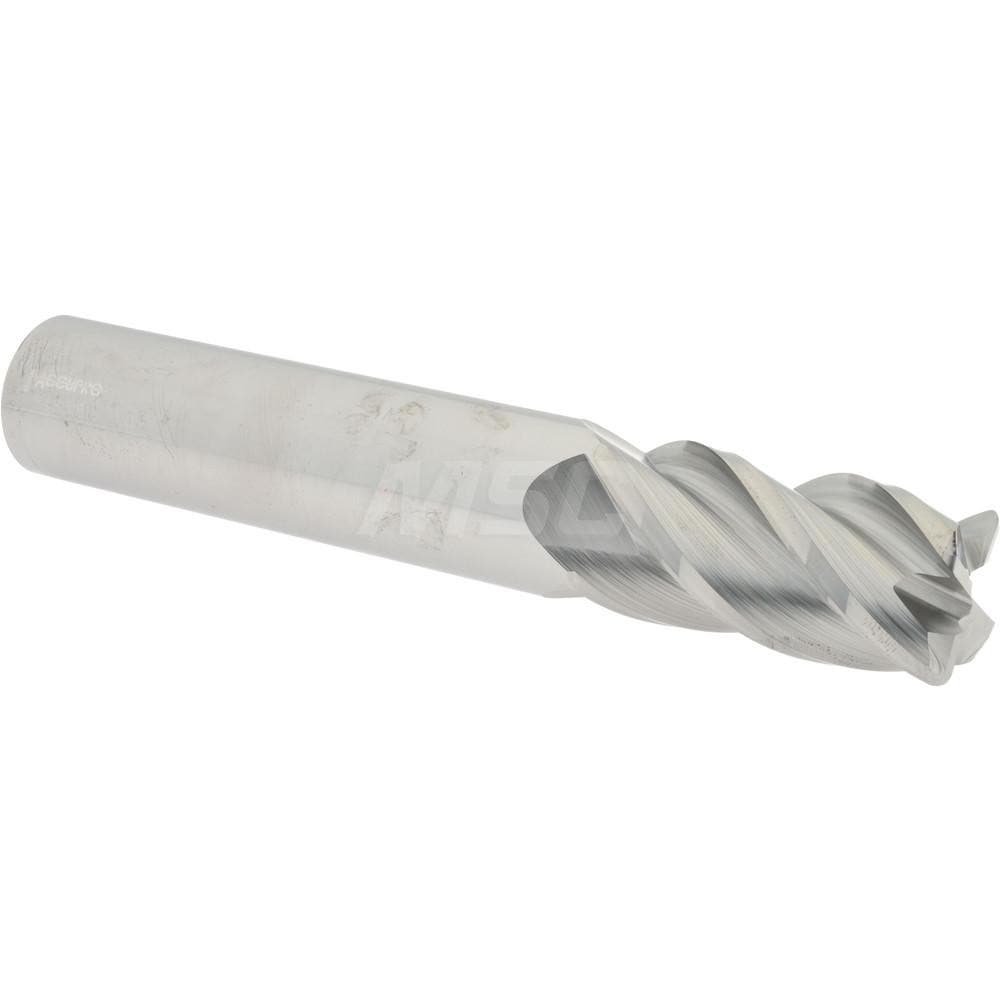 Corner Radius End Mill: 1" Dia, 2" LOC, 0.09" Radius, 4 Flutes, Solid Carbide