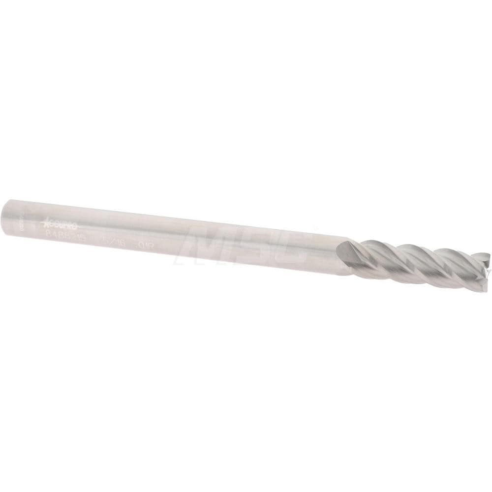 Corner Radius End Mill: 5/16" Dia, 1" LOC, 0.01" Radius, 4 Flutes, Solid Carbide
