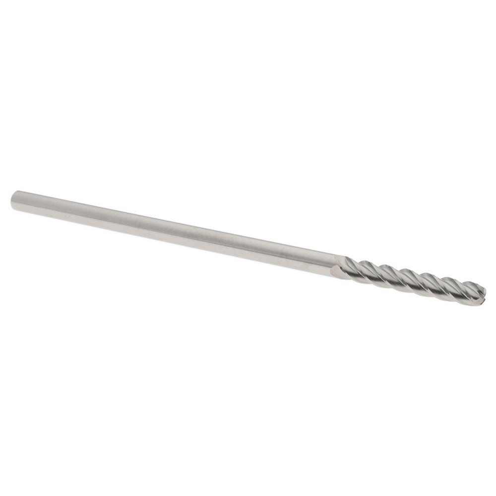 Corner Radius End Mill: 1/4" Dia, 1-1/2" LOC, 0.09" Radius, 4 Flutes, Solid Carbide
