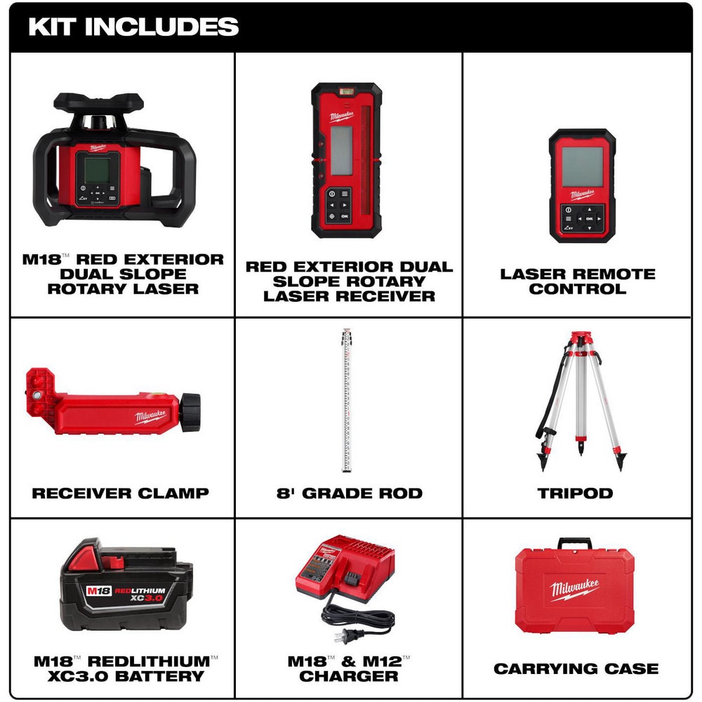 Laser Levels; Level Type: Rotary Laser ; Laser Class: Class II ; Laser Projection Orientation: Horizontal; Vertical ; Plumb Type: Up ; Accuracy: 1/16 in at 100 ft ; Power Source: Battery