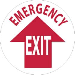 Entrance & Directional & Exit Adhesive Backed Floor Sign: Round, Vinyl, ''EMERGENCY EXIT''