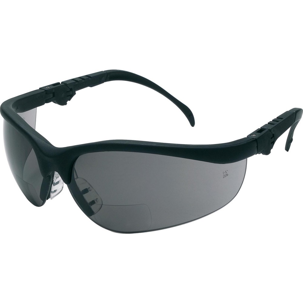 Magnifying Safety Glasses: +2, Gray Lenses, Scratch Resistant, ANSI Z87.1+