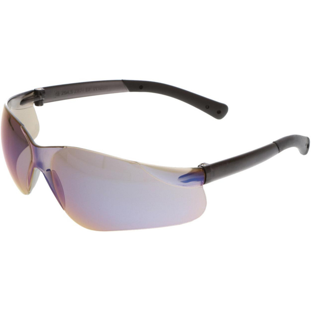 Safety Glass: Scratch-Resistant, Polycarbonate, Blue Mirror Lenses, Frameless, UV Protection