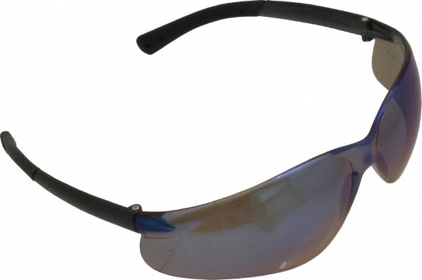 Safety Glass: Scratch-Resistant, Polycarbonate, Blue Mirror Lenses, Frameless, UV Protection