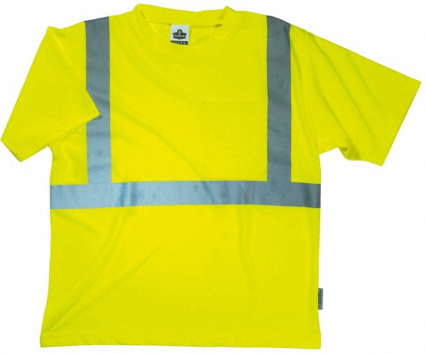 Work Shirt: High-Visibility, T-Shirt, 2X-Large, Polyester, Lime, 1 Pocket - 46 to 50" Chest, Zipper Closure