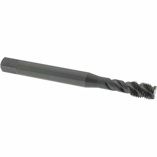 Spiral Flute Tap: 3/8-24 UNF, 3 Flutes, Modified Bottoming, 2B Class of Fit, Vanadium High Speed Steel, Oxide Coated