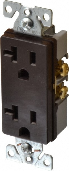 Straight Blade Duplex Receptacle: NEMA 5-20R, 20 Amps, Self-Grounding