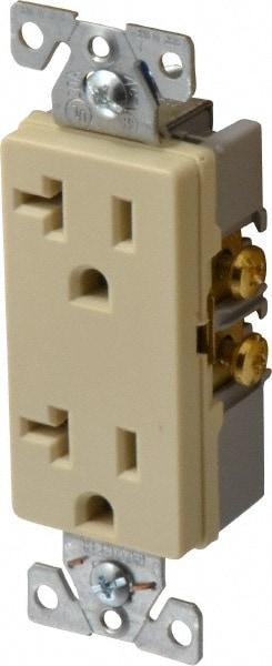 Straight Blade Duplex Receptacle: NEMA 5-20R, 20 Amps, Self-Grounding