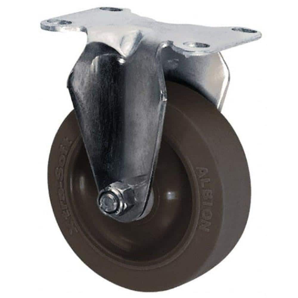 Albion 04XA04051R Rigid Top Plate Caster: Polyurethane, 4" Wheel Dia, 1-1/4" Wheel Width, 350 lb Capacity, 5-1/8" OAH 