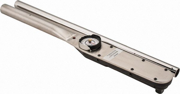 Dial Torque Wrench: 1/2" Drive, Foot Pound - 120.0 ft-lb Min, 600.0 ft-lb Max, 600.0 ft-lb Max, 46-1/2" OAL