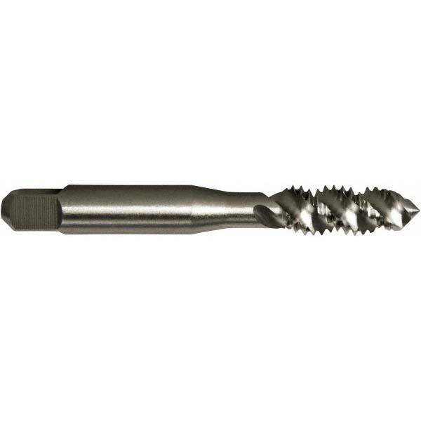 Spiral Flute Tap: 5/16-18 UNC, 3 Flutes, Plug, 2/3B Class of Fit, High Speed Steel, Bright/Uncoated