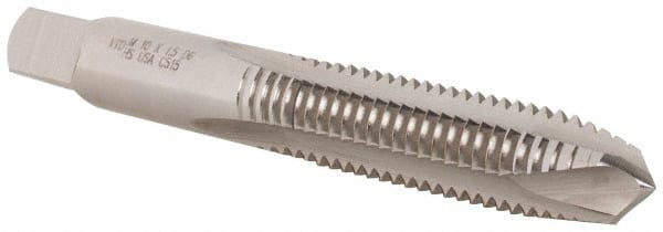 Spiral Point Tap: M10x1.50 Metric, 3 Flutes, Plug, 6H Class of Fit, High Speed Steel, Bright Finish