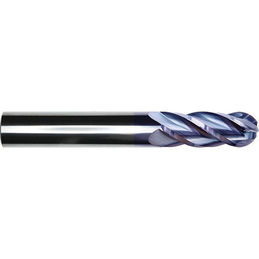 Internal Tool Ball End Mill 1/4" Dia, 1/2" LOC, 4 Flute, Solid
