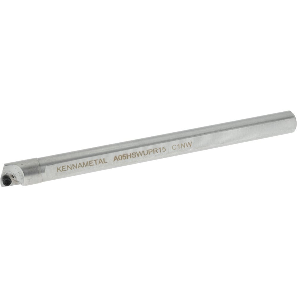 Indexable Boring Bar: A05HSWUPR15, 0.347" Min Bore Dia, Right Hand Cut, 5/16" Shank Dia, 3 ° Lead Angle, Steel