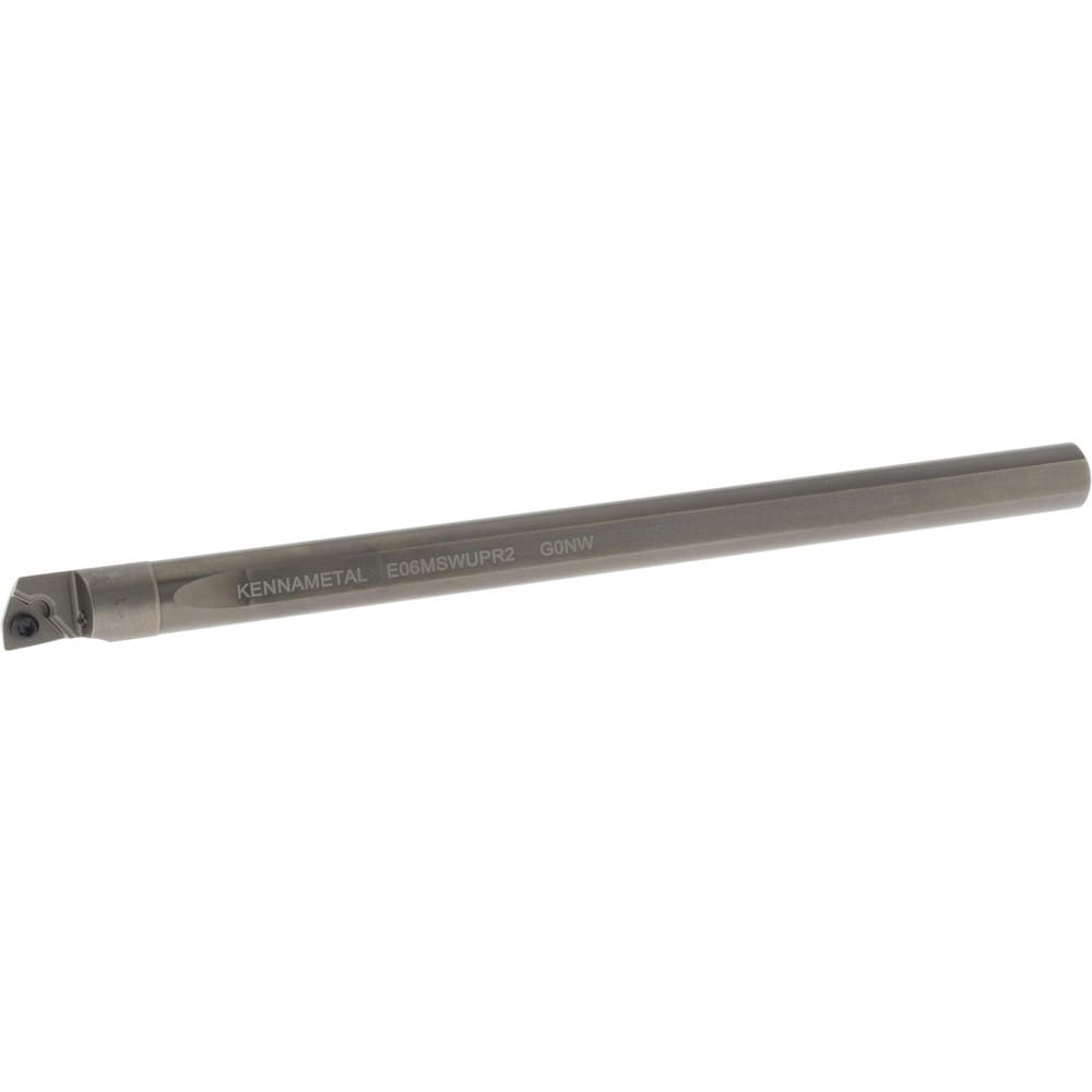 Indexable Boring Bar: E06MSWUPR2, 0.415" Min Bore Dia, Right Hand Cut, 3/8" Shank Dia, 3 ° Lead Angle, Solid Carbide (Shank), Steel (Head)