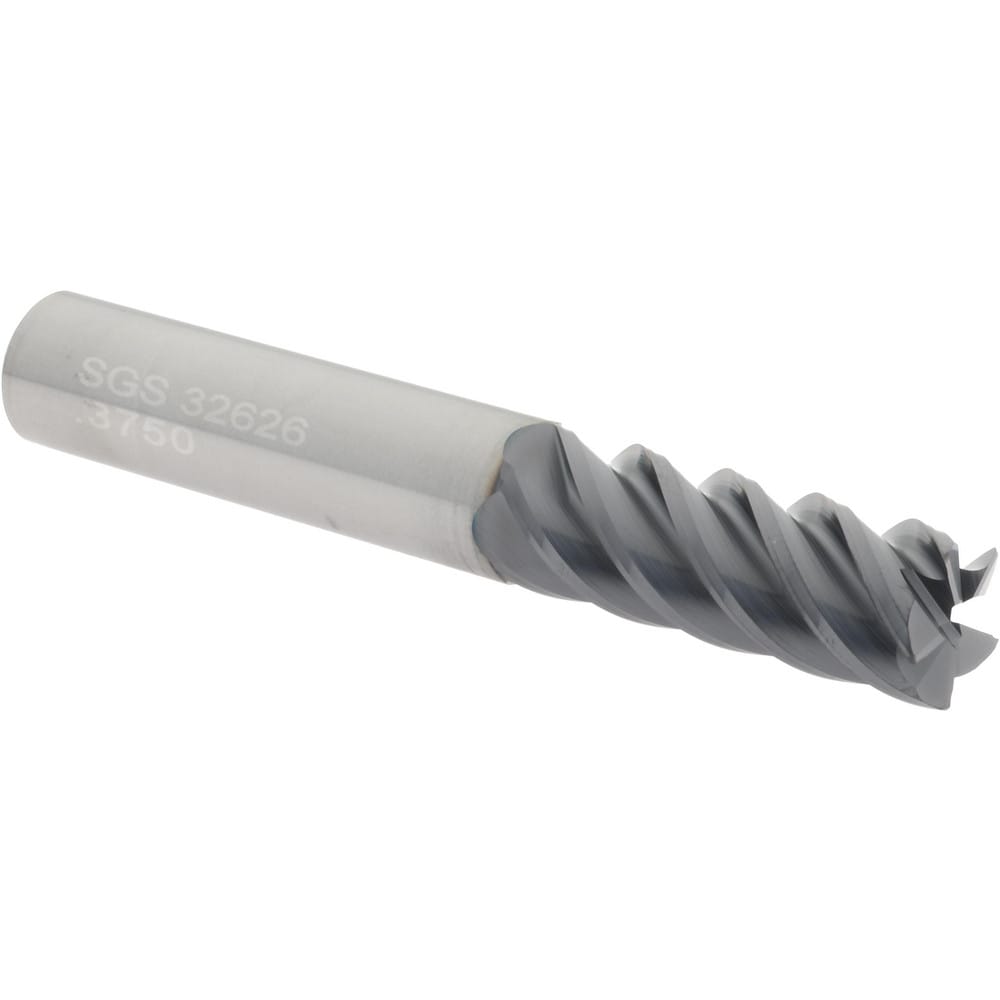 SGS 32626 Corner Radius End Mill: 3/8" Dia, 1" LOC, 0.015" Radius, 5 Flutes, Solid Carbide Image