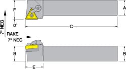 RH MTGN -7° Negative Rake Indexable Turning Toolholder