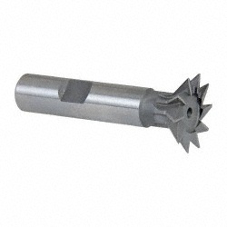 Dovetail Cutter: 45 &deg;, 1" Cut Dia, 1/4" Cut Width, High Speed Steel - 1/2" Shank Dia, 2-1/4" Shank Length, 10 Teeth, Uncoated