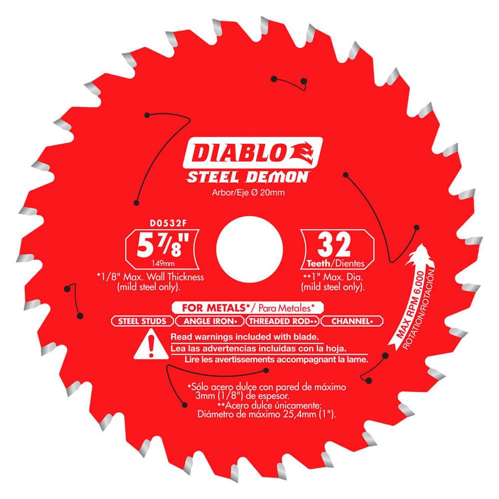 Wet & Dry-Cut Saw Blades; Blade Diameter (Inch): 5-7/8 ; Blade Material: Carbide-Tipped ; Blade Thickness (Decimal Inch): 0.0590 ; Arbor Hole Diameter (Inch): 5/8 ; Number of Teeth: 32 ; Arbor Hole Diameter (mm): 20
