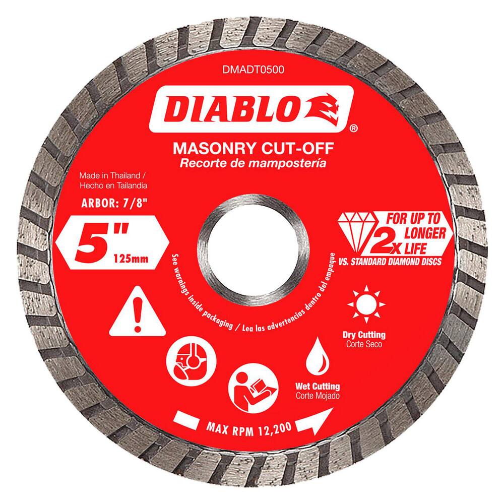 Wet & Dry-Cut Saw Blades; Blade Diameter (Inch): 5 ; Blade Material: Diamond-Tipped ; Blade Thickness (Decimal Inch): 0.0800 ; Arbor Hole Diameter (Inch): 7/8; 5/8 ; Number of Teeth: Continuous Edge ; Application: Concrete; Brick; Block