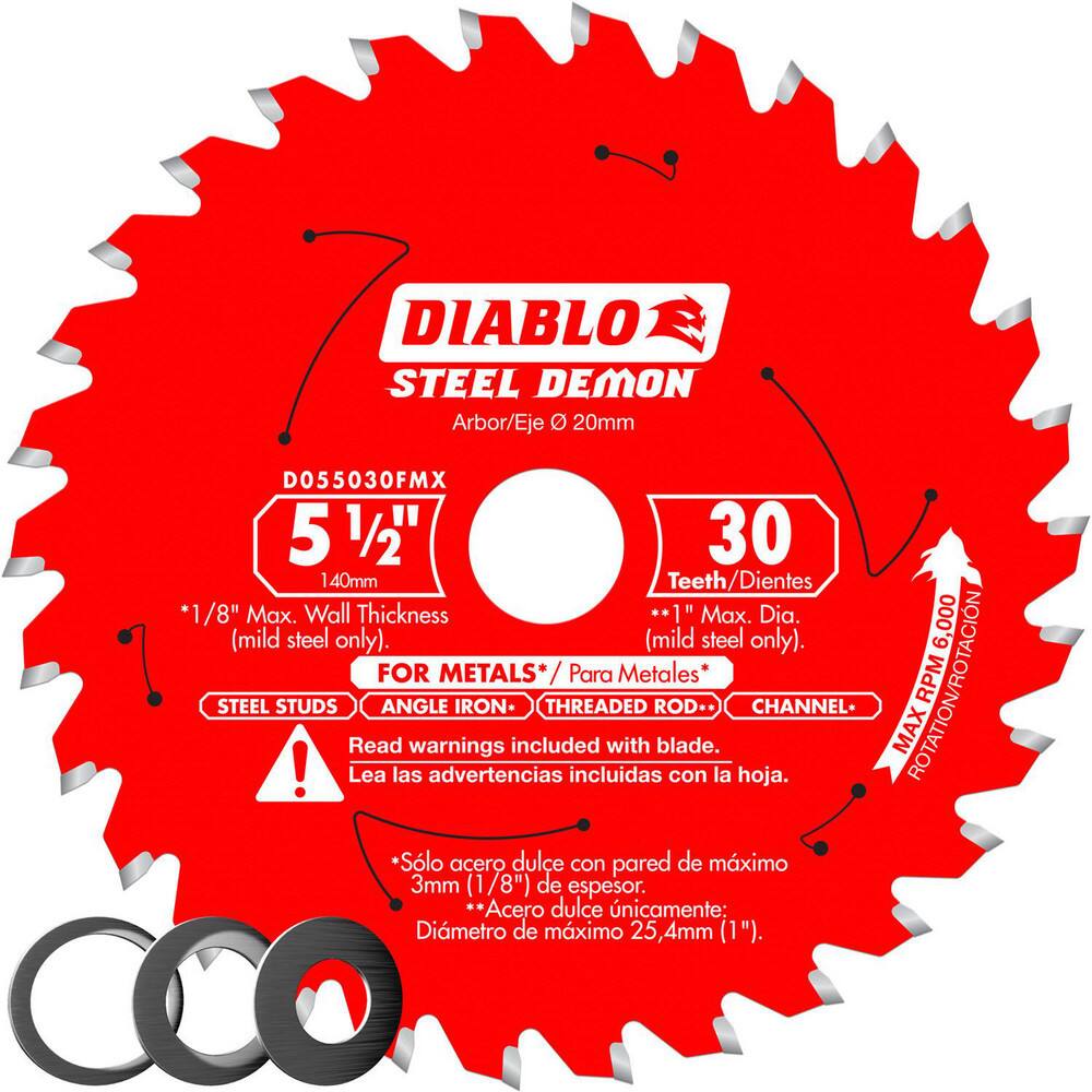 Wet & Dry-Cut Saw Blades; Blade Diameter (Inch): 5-1/2 ; Blade Material: Carbide-Tipped ; Blade Thickness (Decimal Inch): 0.0590 ; Number of Teeth: 30 ; Arbor Hole Diameter (mm): 20 ; Application: Steel Studs; Angle Iron; Flat Bar; Channel; EMT Conduit