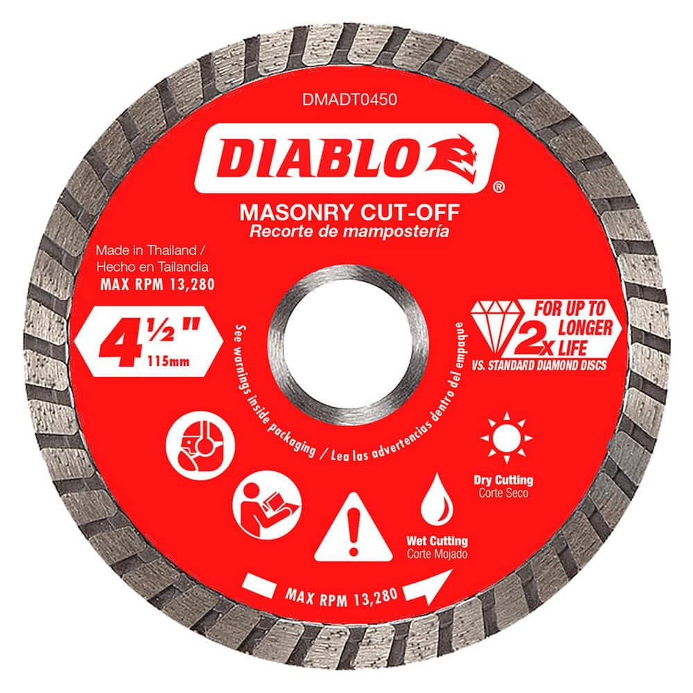 Wet & Dry-Cut Saw Blades; Blade Diameter (Inch): 4-1/2 ; Blade Material: Diamond-Tipped ; Blade Thickness (Decimal Inch): 0.0800 ; Arbor Hole Diameter (Inch): 7/8; 5/8 ; Number of Teeth: Continuous Edge ; Arbor Hole Diameter (mm): 20