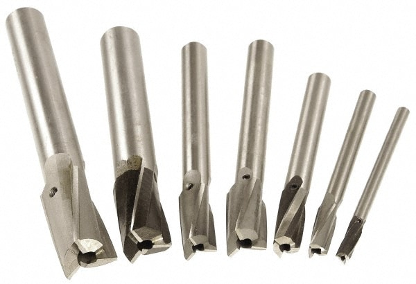 7 Piece, 3 Flutes, Straight Shank, Interchangeable Pilot Counterbore Set