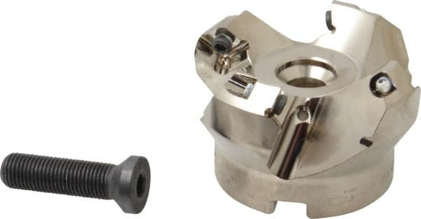 1.97" Cut Diam, 3/4" Arbor Hole, 0.236" Max Depth of Cut, 45° Indexable Chamfer & Angle Face Mill