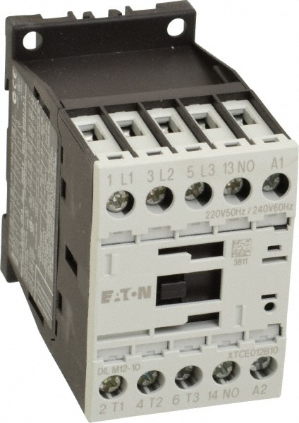 Eaton Cutler-Hammer XTCE012B10B IEC Contactor: 3 Poles, 12 A Load Amps-Inductive, 22 A Load Amps-Resistive, NO Image